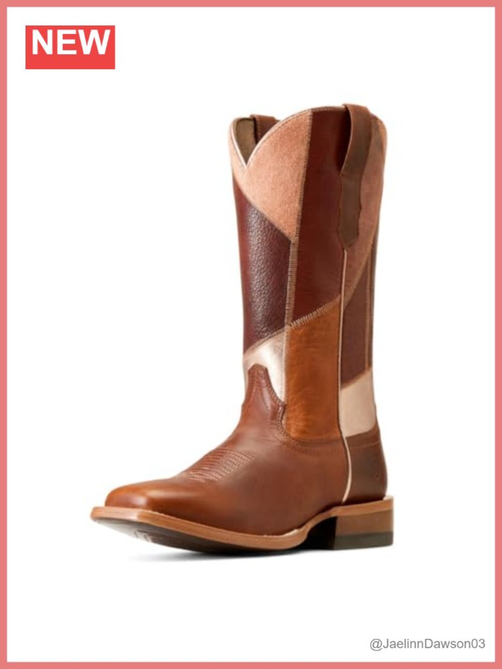 Western Boot Square Toe Leather Sole Pull-On Mid-Calf Work Boot
